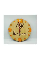 Ahşap Duvar Saati Aşk 5 Vakittir