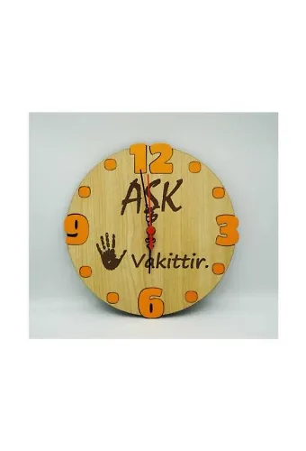 Ahşap Duvar Saati Aşk 5 Vakittir