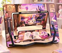 Masalsı Unicorn Temalı Ahşap Kitap ve Tablet Standı