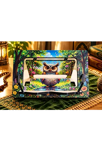 Sevimli Baykuş Temalı Ahşap Kitap ve Tablet Standı