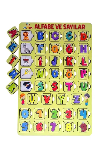 Renkli Alfabe ve Sayılar Yapboz
