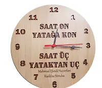 Ahşap Duvar Saati Türkçe Saat On