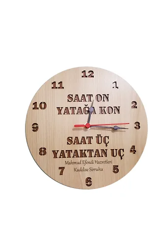 Ahşap Duvar Saati Türkçe Saat On