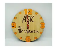 Ahşap Duvar Saati Aşk 5 Vakittir