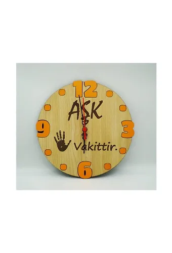 Ahşap Duvar Saati Aşk 5 Vakittir