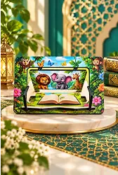 Sevimli Orman Hayvanları Temalı Ahşap Masaüstü Kitap ve Tablet Standı